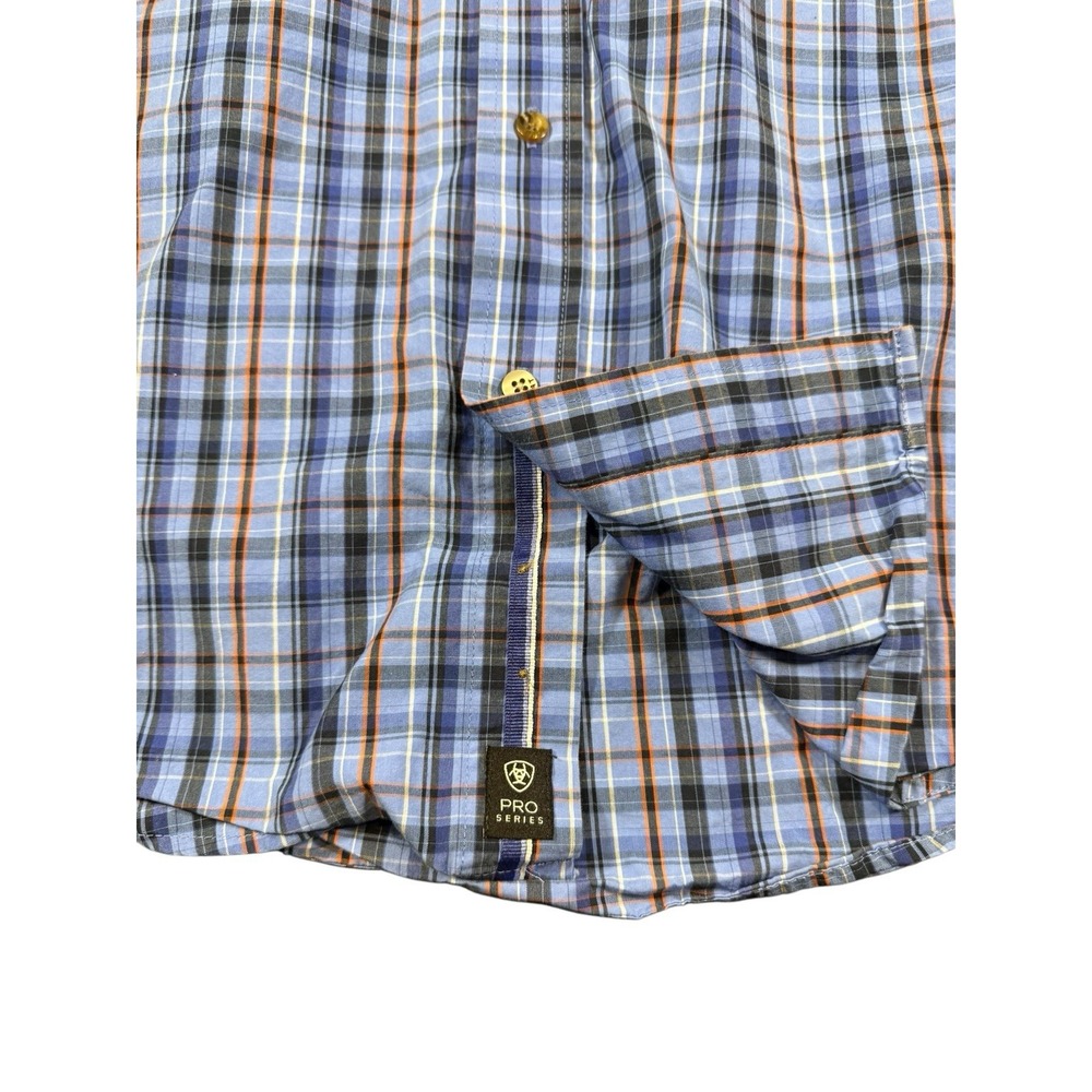 Ariat Pro Series Shirt Mens Medium Button Down Long Sleeve Blue Plaid Workwear - Picture 3 of 10